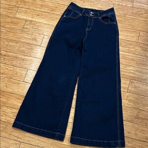 Evaless Scandi Girl Boho Navy Denim Wide-Leg Jeans Women’s 6 NWOT